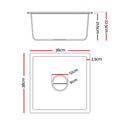 Cefito Granite Stone Kitchen Sink 38x38cm Single Bowl Black