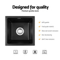 Cefito Granite Stone Kitchen Sink 38x38cm Single Bowl Black