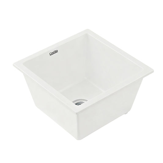 Cefito Granite Stone Kitchen Sink 38x38cm Single Bowl White