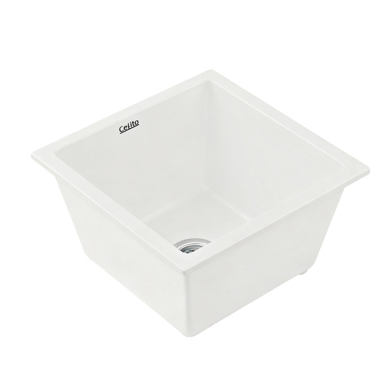 Cefito Granite Stone Kitchen Sink 38x38cm Single Bowl White