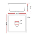 Cefito 45x45cm Granite Stone Kitchen Sink Single Bowl Black