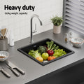 Cefito 45x45cm Granite Stone Kitchen Sink Single Bowl Black