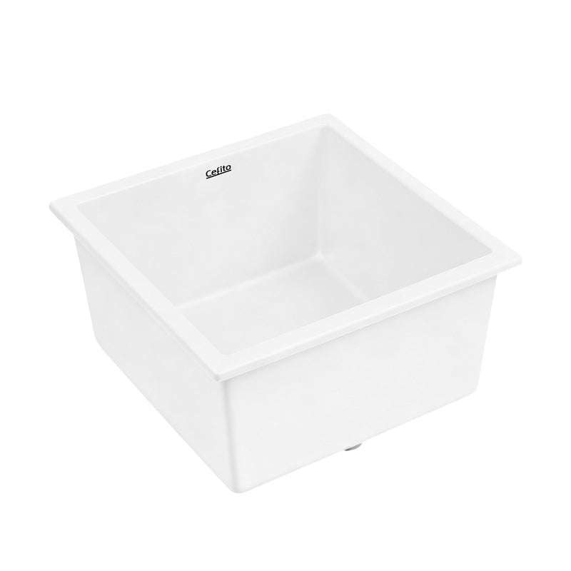 Cefito Granite Stone Kitchen Sink 45x45cm Single Bowl White