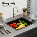 Cefito Granite Stone Kitchen Sink 55x45cm Single Bowl Black
