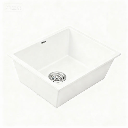 Cefito Granite Stone Kitchen Sink 55x45cm Single Bowl White