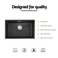 Cefito Granite Stone Kitchen Sink 70x45cm Single Bowl Black