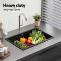 Cefito Granite Stone Kitchen Sink 70x45cm Single Bowl Black