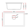 Cefito Granite Stone Kitchen Sink 70x45cm Single Bowl White