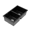 Cefito Granite Stone Kitchen Sink 77x45cm Double Bowl Black