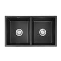 Cefito Granite Stone Kitchen Sink 77x45cm Double Bowl Black