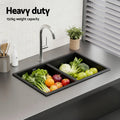 Cefito Granite Stone Kitchen Sink 77x45cm Double Bowl Black