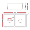 Cefito 77x45cm Double Bowl Granite Stone Kitchen Sink White