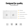 Cefito 77x45cm Double Bowl Granite Stone Kitchen Sink White