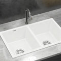 Cefito 77x45cm Double Bowl Granite Stone Kitchen Sink White