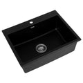 Cefito Granite Stone Kitchen Sink Single Bowl Black 600x470mm
