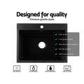 Cefito Granite Stone Kitchen Sink Single Bowl Black 600x470mm