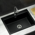 Cefito Granite Stone Kitchen Sink Single Bowl Black 600x470mm