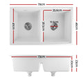 Cefito Granite Double Bowl Kitchen Sink 79x46cm White