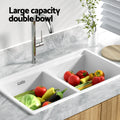 Cefito Granite Double Bowl Kitchen Sink 79x46cm White