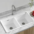 Cefito Granite Double Bowl Kitchen Sink 79x46cm White