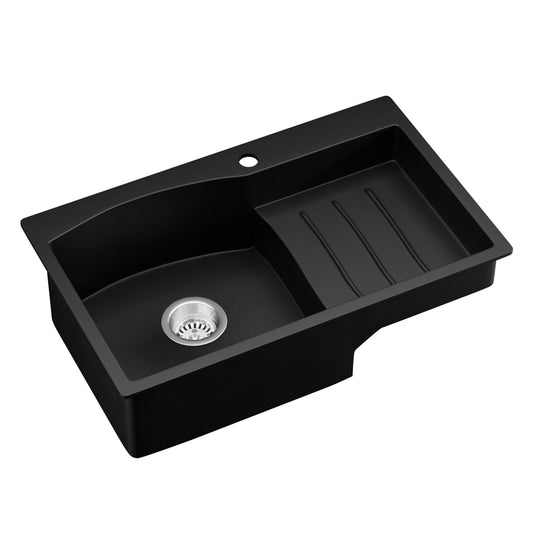Cefito Kitchen Sink 74x45cm Granite Stone Single Bowl Black