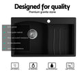 Cefito Kitchen Sink 74x45cm Granite Stone Single Bowl Black