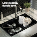 Cefito Kitchen Sink 74x45cm Granite Stone Single Bowl Black