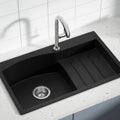 Cefito Kitchen Sink 74x45cm Granite Stone Single Bowl Black