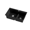 Cefito 76x47cm Double Bowl Granite Kitchen Sink Black
