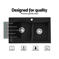 Cefito 76x47cm Double Bowl Granite Kitchen Sink Black