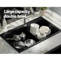Cefito 76x47cm Double Bowl Granite Kitchen Sink Black