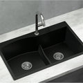 Cefito 76x47cm Double Bowl Granite Kitchen Sink Black