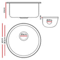 Cefito Stone Kitchen Sink Round 430mm Granite White Undermount