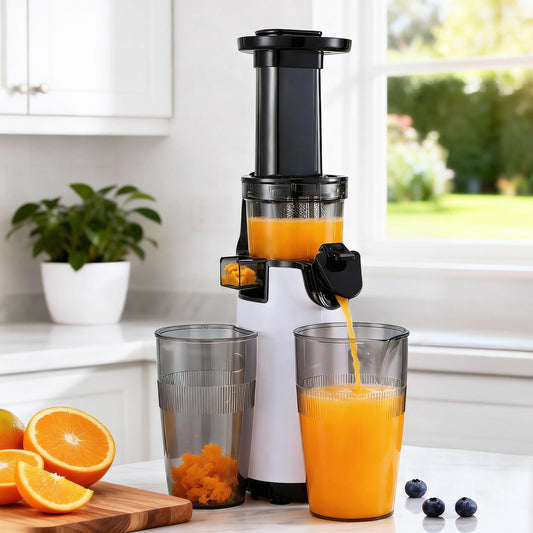 Devanti Cold Press Slow Juicer 130W Fruit Juice Extractor White