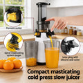 Devanti Cold Press Slow Juicer 130W Fruit Juice Extractor White