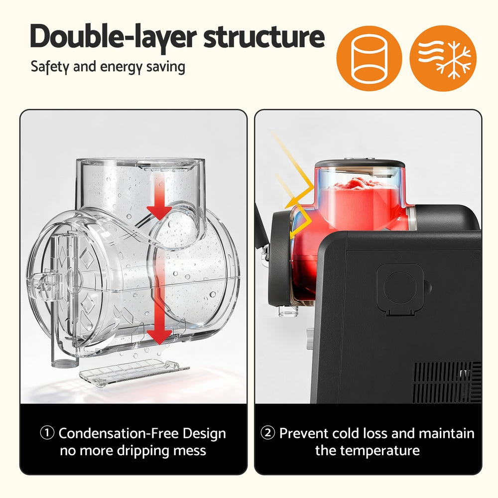 Devanti 2L Slushie Machine Ice Cream Maker Frozen Smoothies Milkshakes Black