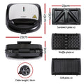 Devanti Sandwich Press Waffle Maker Panini 850W 3-in-1
