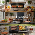 Devanti 2000W 3-in-1 Panini Press Grill Sandwich Maker 180° Open 4 Slice