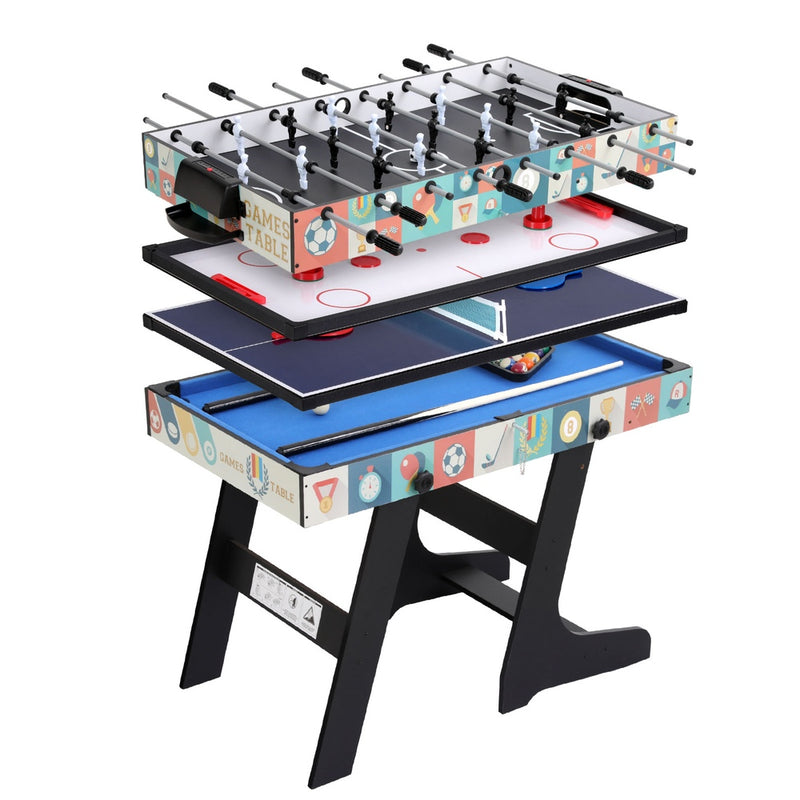 Foosball Table 4-in-1 Soccer Tennis Pool Hockey Game Foldable