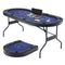 8 Player 1.8m Folding Poker Table and 300pcs Chips Set Portable Card Game Blue Layout Blue
