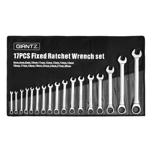 Giantz 17pc Ratchet Spanner Set Metric 6-30mm