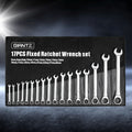 Giantz 17pc Ratchet Spanner Set Metric 6-30mm