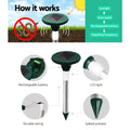Gardeon Solar Ultrasonic Pest Repeller 12 Pack LED Rodent Snake