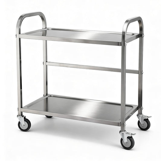 Cefito Stainless Steel Kitchen Trolley 2-Tier 84x56x98cm Wheels