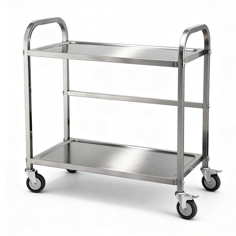 Cefito Stainless Steel Kitchen Trolley 2-Tier 84x56x98cm Wheels