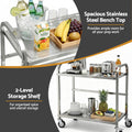 Cefito Stainless Steel Kitchen Trolley 2-Tier 84x56x98cm Wheels