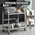 Cefito Stainless Steel Kitchen Trolley 2-Tier 84x56x98cm Wheels