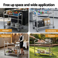Cefito Stainless Steel Kitchen Trolley 2-Tier 84x56x98cm Wheels