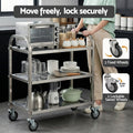 Cefito 3-Tier Stainless Steel Kitchen Trolley 89x50x83cm