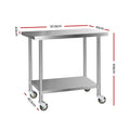Cefito 1219x610mm Stainless Steel Kitchen Bench Wheels 304